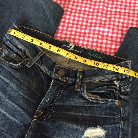 7 For All Mankind Distressed Bootcut Jeans - Picture 3 of 8